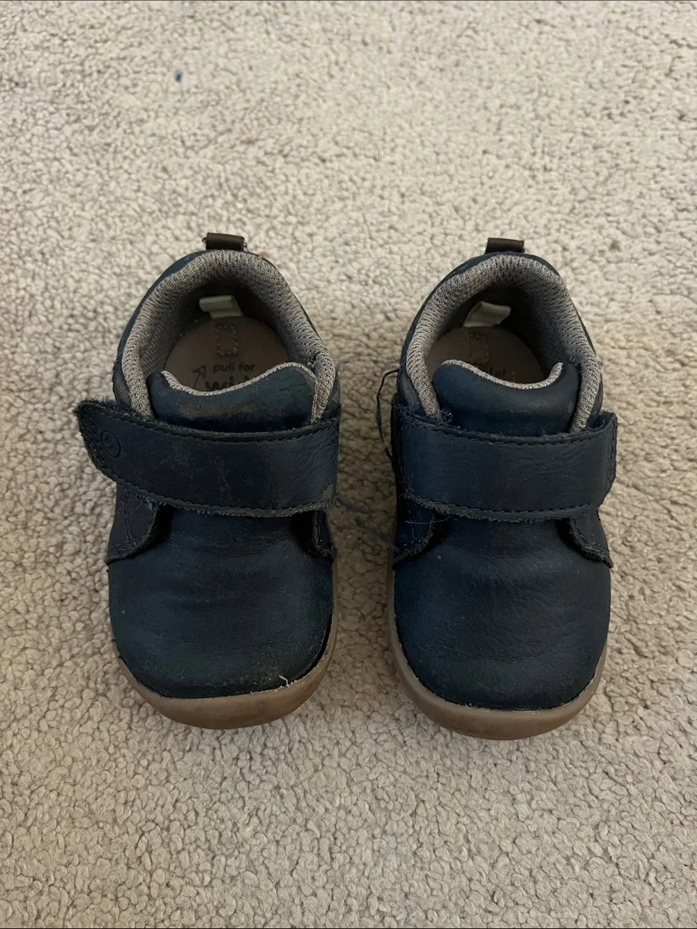 Stride Rite Navy Leather Baby Walker Shoes